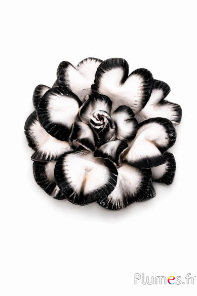 Fiore in cuoio - Ø 8 cm - nero-bianco
